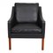 BM 2207 Armchair in Black Aniline Leather by Børge Mogensen for Fredericia 1