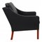 BM 2207 Armchair in Black Aniline Leather by Børge Mogensen for Fredericia 2