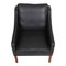 BM 2207 Armchair in Black Aniline Leather by Børge Mogensen for Fredericia, Image 5