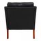 BM 2207 Armchair in Black Aniline Leather by Børge Mogensen for Fredericia 3