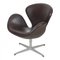 Swan Chair mit Original Braunem Leder von Arne Jacobsen für Fritz Hansen, 2000er 2