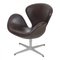 Swan Chair with Original Brown Leather by Arne Jacobsen for Fritz Hansen, 2000s, Image 2