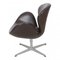 Swan Chair mit Original Braunem Leder von Arne Jacobsen für Fritz Hansen, 2000er 3