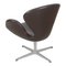 Swan Chair with Original Brown Leather by Arne Jacobsen for Fritz Hansen, 2000s 4