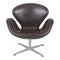 Swan Chair with Original Brown Leather by Arne Jacobsen for Fritz Hansen, 2000s 1