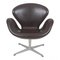 Swan Chair with Original Brown Leather by Arne Jacobsen for Fritz Hansen, 2000s, Image 1