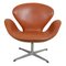 Swan Chair in Cognac Leather by Arne Jacobsen for Fritz Hansen 1