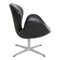 Silla Swan de cuero negro de Arne Jacobsen para Fritz Hansen, Imagen 2