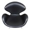 Silla Swan de cuero negro de Arne Jacobsen para Fritz Hansen, Imagen 4