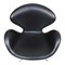 Swan Chair in Black Leather by Arne Jacobsen for Fritz Hansen, Image 4