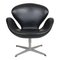 Sedia Swan in pelle nera di Arne Jacobsen per Fritz Hansen, Immagine 1