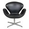 Swan Chair aus schwarzem Leder von Arne Jacobsen für Fritz Hansen 1