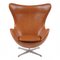 Egg Chair in Walnut Aniline Leather by Arne Jacobsen for Fritz Hansen, Image 1