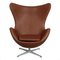 Egg Chair in Mokka Aniline Leather by Arne Jacobsen for Fritz Hansen 1