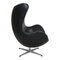 Egg chair in pelle nera di Arne Jacobsen per Fritz Hansen, Immagine 7