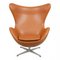 Egg Chair aus Cognacfarbenem Leder von Arne Jacobsen für Fritz Hansen 1