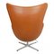 Chaise Egg en Cuir Cognac par Arne Jacobsen pour Fritz Hansen 3