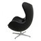 Egg Chair in Black Aniline Leather by Arne Jacobsen for Fritz Hansen, Image 4