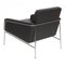Airport Chair with Original Black Leather by Arne Jacobsen for Fritz Hansen, 2000s 4
