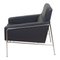 Airport Chair with Original Black Leather by Arne Jacobsen for Fritz Hansen, Image 3