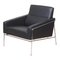 Airport Chair with Original Black Leather by Arne Jacobsen for Fritz Hansen 1