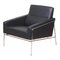 Chaise d'Aéroport en Cuir Noir par Arne Jacobsen pour Fritz Hansen 1