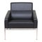 Airport Chair with Original Black Leather by Arne Jacobsen for Fritz Hansen 2