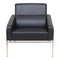 Airport Chair with Original Black Leather by Arne Jacobsen for Fritz Hansen, Image 2