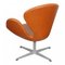 Silla Swan de cuero anilino de nogal de Arne Jacobsen para Fritz Hansen, Imagen 4