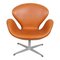 Swan Chair aus Walnuss Anilinleder von Arne Jacobsen für Fritz Hansen 1