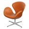 Swan Chair in Walnut Aniline Leather by Arne Jacobsen for Fritz Hansen 2