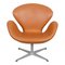 Silla Swan de cuero coñac de Arne Jacobsen para Fritz Hansen, Imagen 1