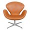 Swan Chair aus cognacfarbenem Leder von Arne Jacobsen für Fritz Hansen 1