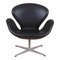 Swan Chair aus schwarzem Anilinleder von Arne Jacobsen für Fritz Hansen 1
