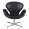 Swan Chair in Black Aniline Leather by Arne Jacobsen for Fritz Hansen, Image 1