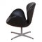 Chaise Swan en Cuir Aniline Noir par Arne Jacobsen pour Fritz Hansen 3