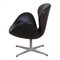 Swan Chair in Black Aniline Leather by Arne Jacobsen for Fritz Hansen, Image 3