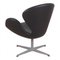 Silla Swan de cuero anilino negro de Arne Jacobsen para Fritz Hansen, Imagen 4