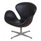 Chaise Swan en Cuir Aniline Noir par Arne Jacobsen pour Fritz Hansen 2