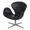 Swan Chair aus schwarzem Anilinleder von Arne Jacobsen für Fritz Hansen 2