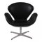 Silla Swan de cuero negro de Arne Jacobsen para Fritz Hansen, Imagen 1