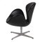 Swan Chair in Black Leather by Arne Jacobsen for Fritz Hansen, Image 3