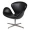 Swan Chair aus schwarzem Leder von Arne Jacobsen für Fritz Hansen 2