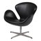 Swan Chair in Black Leather by Arne Jacobsen for Fritz Hansen, Image 2