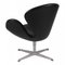 Chaise Swan en Cuir Noir par Arne Jacobsen pour Fritz Hansen 4