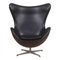 Egg Chair in Black Aniline Leather by Arne Jacobsen for Fritz Hansen, Image 1