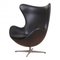 Egg Chair in Black Aniline Leather by Arne Jacobsen for Fritz Hansen, Image 2