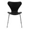 Chaise 3107 en Cuir Noir par Arne Jacobsen pour Fritz Hansen 1