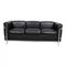 Black Leather and Steel Frame LC2/3-Seater Sofa by Le Corbusier for Cassina, 2000s 1