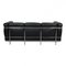 Black Leather and Steel Frame LC2/3-Seater Sofa by Le Corbusier for Cassina, 2000s 6